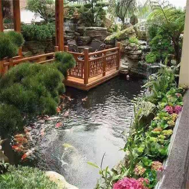 鱼峰庭院设计鱼池假山建造图